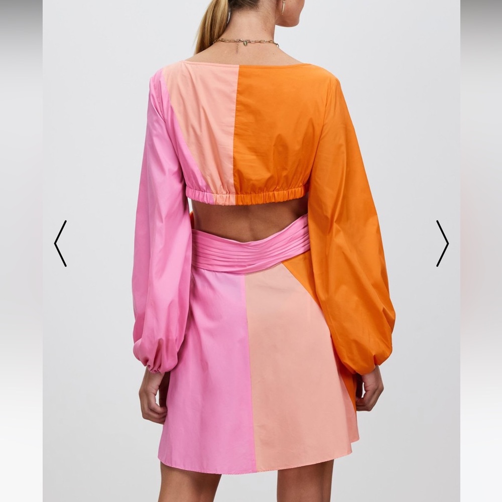 STAUD Gulf A-Line Cutout Dress Orange & Pink - Picture 14 of 14